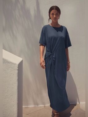 NEXT BLUE JERSEY TWIST TSHIRT SUMMER DRESS - BNWT - US18